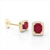 Image 2 : 2.50 ctw Ruby & Micro Pave VS/SI Diamond Certified Earrings 10k Yellow Gold - REF-38A2N