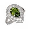 Image 1 : 5.02 ctw Certified Tourmaline & Diamond Victorian Ring 14K White Gold - REF-172K8Y