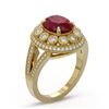 Image 2 : 4.55 ctw Certified Ruby & Diamond Victorian Ring 14K Yellow Gold - REF-143F6M