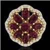 Image 2 : 3 ctw Garnet & VS/SI Diamond Cluster Designer Ring 10k Yellow Gold - REF-49W3H