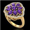 Image 1 : 3 ctw Amethyst & VS/SI Diamond Cluster Designer Ring 10k Yellow Gold - REF-49M3G