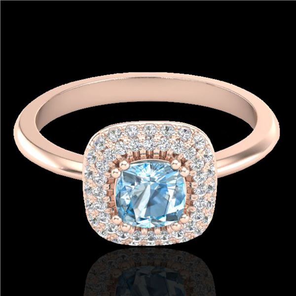 1.16 ctw Sky Blue Topaz & Micro VS/SI Diamond Ring Halo 14k Rose Gold - REF-44G8W