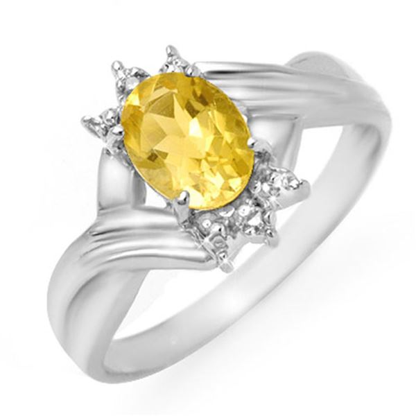 1.04 ctw Citrine & Diamond Ring 18k White Gold - REF-21G3W