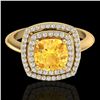 Image 1 : 1.77 ctw Citrine & Micro VS/SI Diamond Pave Ring 18k Yellow Gold - REF-49H3R