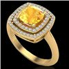 Image 2 : 1.77 ctw Citrine & Micro VS/SI Diamond Pave Ring 18k Yellow Gold - REF-49H3R
