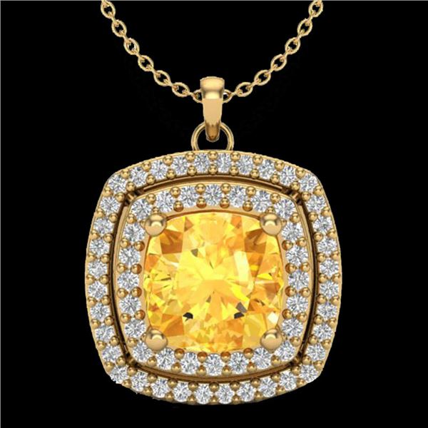 1.77 ctw Citrine & Micro Pave VS/SI Diamond Necklace 18k Yellow Gold - REF-49R2K