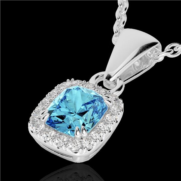 1.25 ctw Sky Blue Topaz & Micro VS/SI Diamond Necklace 10k White Gold - REF-20W5H