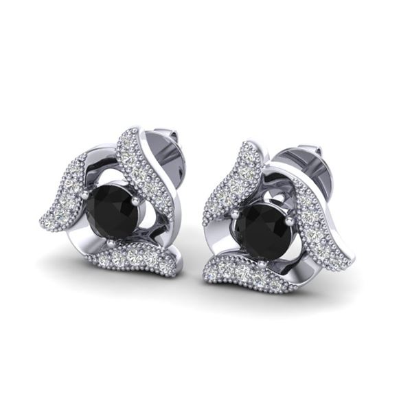 0.92 ctw Black & Micro Pave VS/SI Diamond Earrings 18k White Gold - REF-47R2K