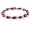 Image 1 : 14.54 ctw Ruby & Diamond Bracelet 10k White Gold - REF-125K5Y