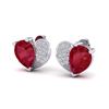Image 1 : 2.50 ctw Ruby & Micro Pave VS/SI Diamond Certified Earrings 10k White Gold - REF-25R4K