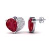 Image 2 : 2.50 ctw Ruby & Micro Pave VS/SI Diamond Certified Earrings 10k White Gold - REF-25R4K