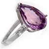 Image 2 : 4.10 ctw Amethyst & Diamond Ring 10k White Gold - REF-17F5M