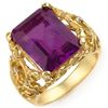 Image 1 : 8.03 ctw Amethyst & Diamond Ring 10k Yellow Gold - REF-32X2A