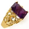 Image 2 : 8.03 ctw Amethyst & Diamond Ring 10k Yellow Gold - REF-32X2A