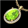 Image 1 : 2.50 ctw Peridot & Micro Pave VS/SI Diamond Necklace 18k Yellow Gold - REF-39F8M