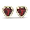 Image 1 : 2.22 ctw Garnet & Micro Pave Diamond Earrings Heart 14k Yellow Gold - REF-38M2G