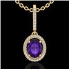Image 1 : 1.75 ctw Amethyst & Micro Pave VS/SI Diamond Necklace 18k Yellow Gold - REF-41F8M