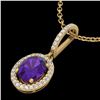 Image 2 : 1.75 ctw Amethyst & Micro Pave VS/SI Diamond Necklace 18k Yellow Gold - REF-41F8M