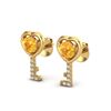 Image 1 : 0.60 ctw Citrine & Diamond Micro Pave Key of Heart Earrings 14k Yellow Gold - REF-15N5F