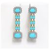 Image 1 : 9.54 ctw Turquoise & Diamond Earrings 14K Yellow Gold - REF-188W9H