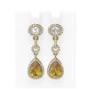 Image 1 : 7.22 ctw Canary Citrine & Diamond Earrings 18K Yellow Gold - REF-232H9R
