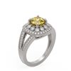 Image 2 : 2.09 ctw Canary Citrine & Diamond Victorian Ring 14K White Gold - REF-83H6R