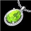 Image 1 : 2.50 ctw Peridot & Micro Pave VS/SI Diamond Necklace 18k White Gold - REF-39Y8X