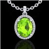 Image 2 : 2.50 ctw Peridot & Micro Pave VS/SI Diamond Necklace 18k White Gold - REF-39Y8X