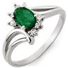 Image 1 : 0.50 ctw Emerald & Diamond Ring 18k White Gold - REF-25H2R