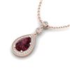 Image 1 : 2.25 ctw Garnet & Micro VS/SI Diamond Necklace Designer 14k Rose Gold - REF-30F8M