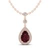 Image 2 : 2.25 ctw Garnet & Micro VS/SI Diamond Necklace Designer 14k Rose Gold - REF-30F8M