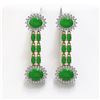 Image 1 : 10.72 ctw Jade & Diamond Earrings 14K Yellow Gold - REF-174G2W