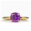 Image 1 : 2 ctw Cushion Cut Amethyst Designer Engagment Ring 18k Yellow Gold - REF-25M2G
