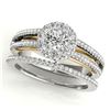 Image 1 : 0.92 ctw Certified VS/SI Diamond 2pc Set Solitaire Halo 14k 2Tone Gold - REF-91M4G