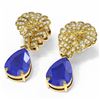 Image 3 : 7.73 ctw Sapphire & Diamond Earrings 18K Yellow Gold - REF-178W2H