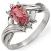 Image 1 : 0.79 ctw Pink Tourmaline & Diamond Ring 18k White Gold - REF-22F5M