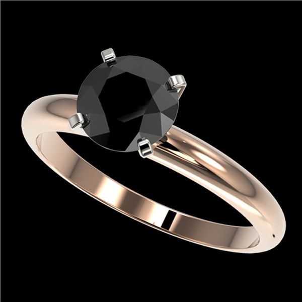 1.50 ctw Fancy Black Diamond Solitaire Engagment Ring 10k Rose Gold - REF-39N3F