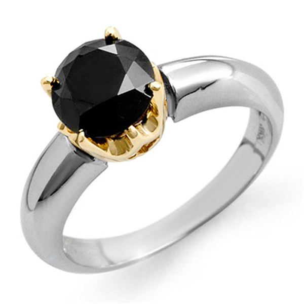 1.75 ctw VS Certified Black Diamond Ring 2-Tone 14k 2-Tone Gold - REF-49M8G