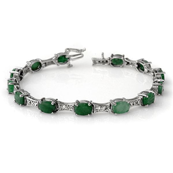 11.04 ctw Emerald & Diamond Bracelet 14k White Gold - REF-135K6Y