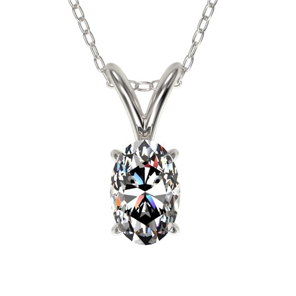 0.50 ctw Certified VS/SI Quality Oval Diamond Necklace 10k White Gold - REF-65X2A