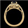 Image 3 : 1.7 ctw Fancy Black Diamond Engagment Art Deco Ring 18k Yellow Gold - REF-143M6G