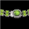 Image 3 : 38.37 ctw Peridot & Diamond Necklace 14K White Gold - REF-527X3A