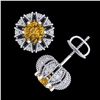 Image 3 : 2.01 ctw Intense Fancy Yellow Diamond Art Deco Earrings 18k White Gold - REF-210X9A