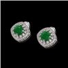 Image 2 : 4.99 ctw Certified Emerald & Diamond Victorian Earrings 14K White Gold - REF-128K5Y
