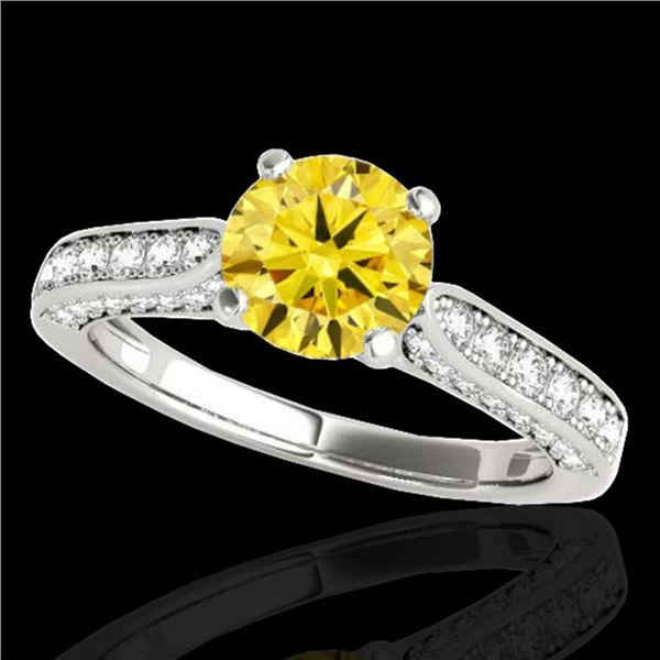 1.6 ctw Certified SI/I Fancy Intense Yellow Diamond Ring 10k White Gold - REF-197X8A