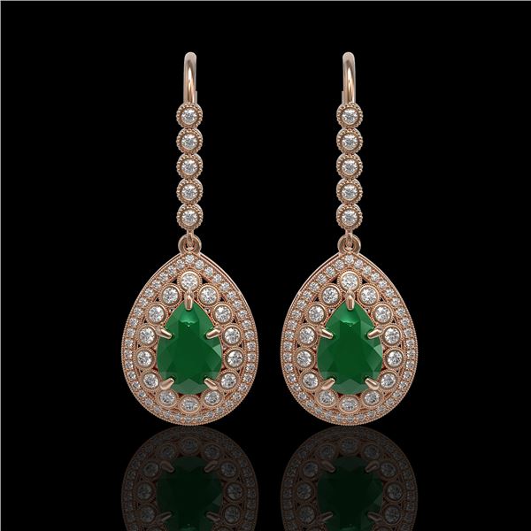 10.15 ctw Certified Emerald & Diamond Victorian Earrings 14K Rose Gold - REF-327K3Y