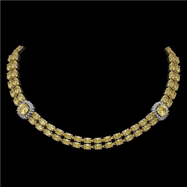 31.61 ctw Citrine & Diamond Necklace 14K Yellow Gold - REF-527M3G