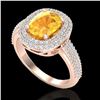Image 2 : 3.50 ctw Citrine & Micro Pave VS/SI Diamond Ring 14k Rose Gold - REF-98Y2X