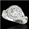 Image 1 : 2 ctw Certified Diamond Solitaire Halo Ring 10k White Gold - REF-259F3M