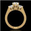 Image 1 : 2.01 ctw VS/SI Diamond Solitaire Art Deco 3 Stone Ring 18k Yellow Gold - REF-527X3A